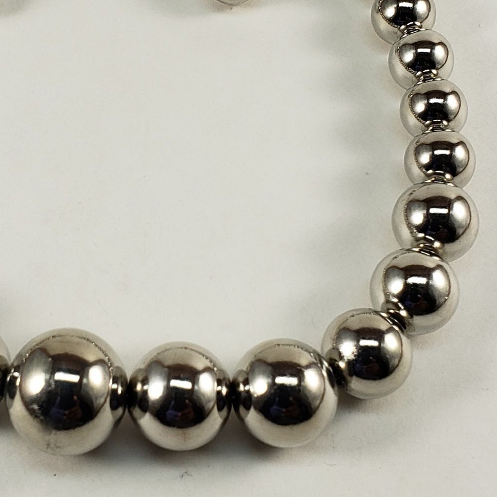 Sparkling Silver Beaded Necklace & Dangle Earrings Set – Women’s Fashion Jewelry - Picture 6 of 9